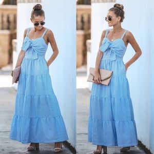 English Factory Seersucker Tiered Maxi Dress